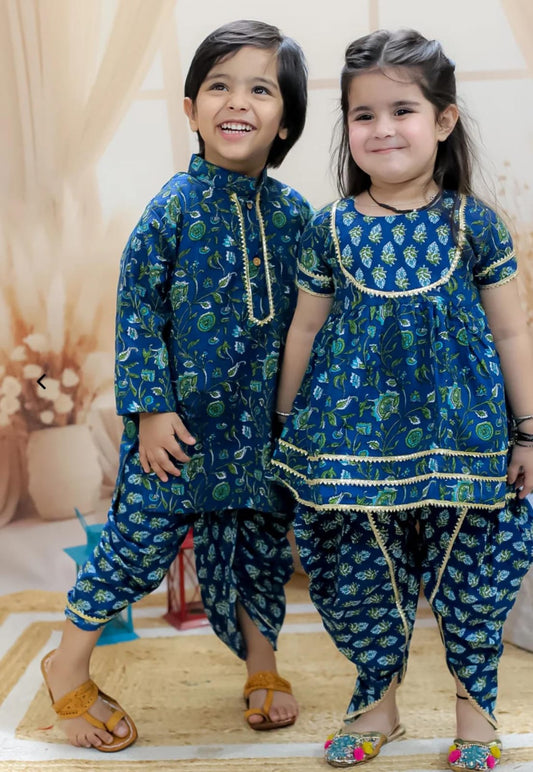 Twine Blue Kurta And Dhoti Set